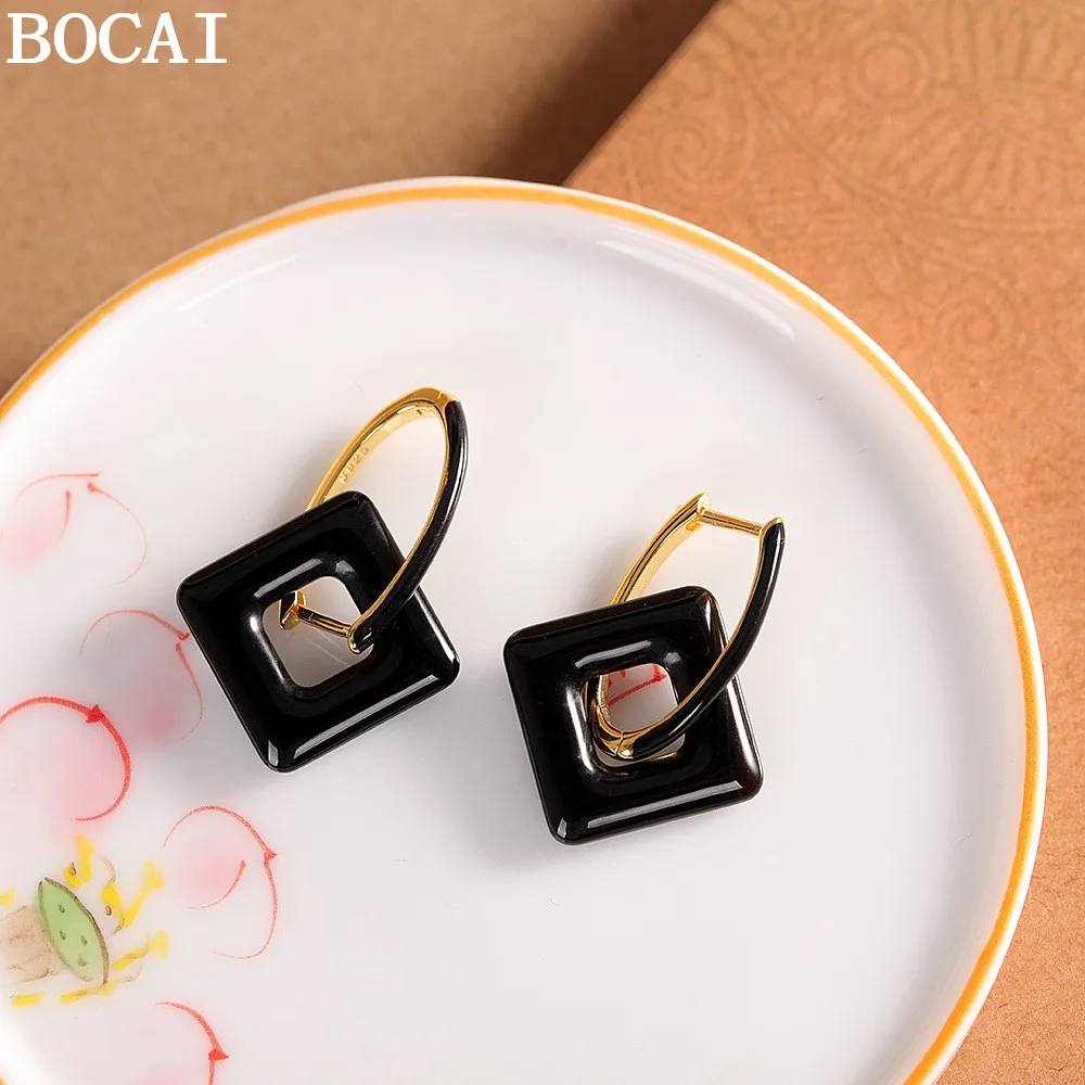 BOCAI NEW S925 Silver Simple And Fashionable Gold-plated Square Women's Earrings
BOCAI NEW S925 Silver Simple And Fashionable Gold-plated Square Women's Earrings