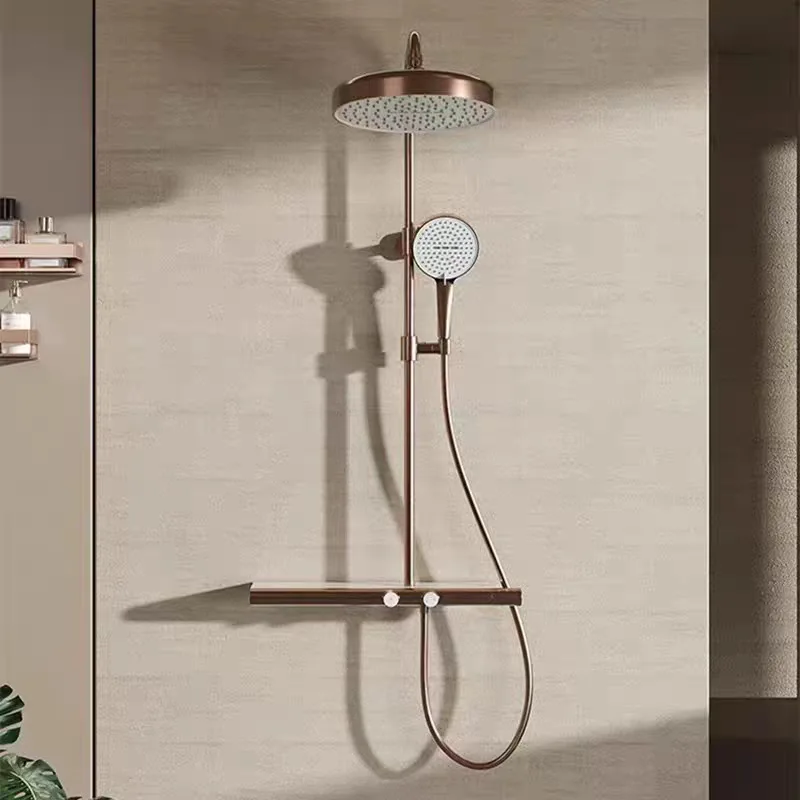 Constant Temperature Piano Button Shower Mixer Kit, Luxury Rose Gold Wall Mount Boost Shower Head Combo
Constant Temperature Piano Button Shower Mixer Kit, Luxury Rose Gold Wall Mount Boost Shower Head Combo