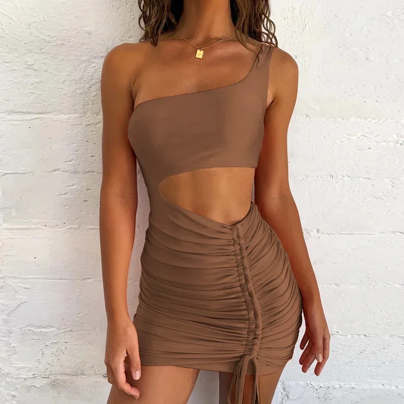 Women Summer Sexy One Shoulder Cut Out Hollow Out Mini Dress Club Party Outfit Ruched Bandage Short Bodycon Brown Dress Sexy
Women Summer Sexy One Shoulder Cut Out Hollow Out Mini Dress Club Party Outfit Ruched Bandage Short Bodycon Brown Dress Sexy