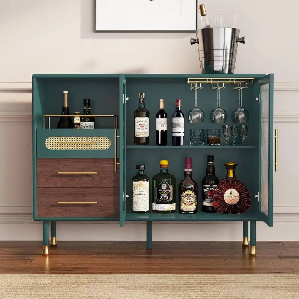 Green 48 Coffee Bar Cabinet with Pull-Out Wine Racks, Storage Drawers, and Serving Sideboard for Kitchen, Dining, and Living Roo
Green 48 Coffee Bar Cabinet with Pull-Out Wine Racks, Storage Drawers, and Serving Sideboard for Kitchen, Dining, and Living Roo