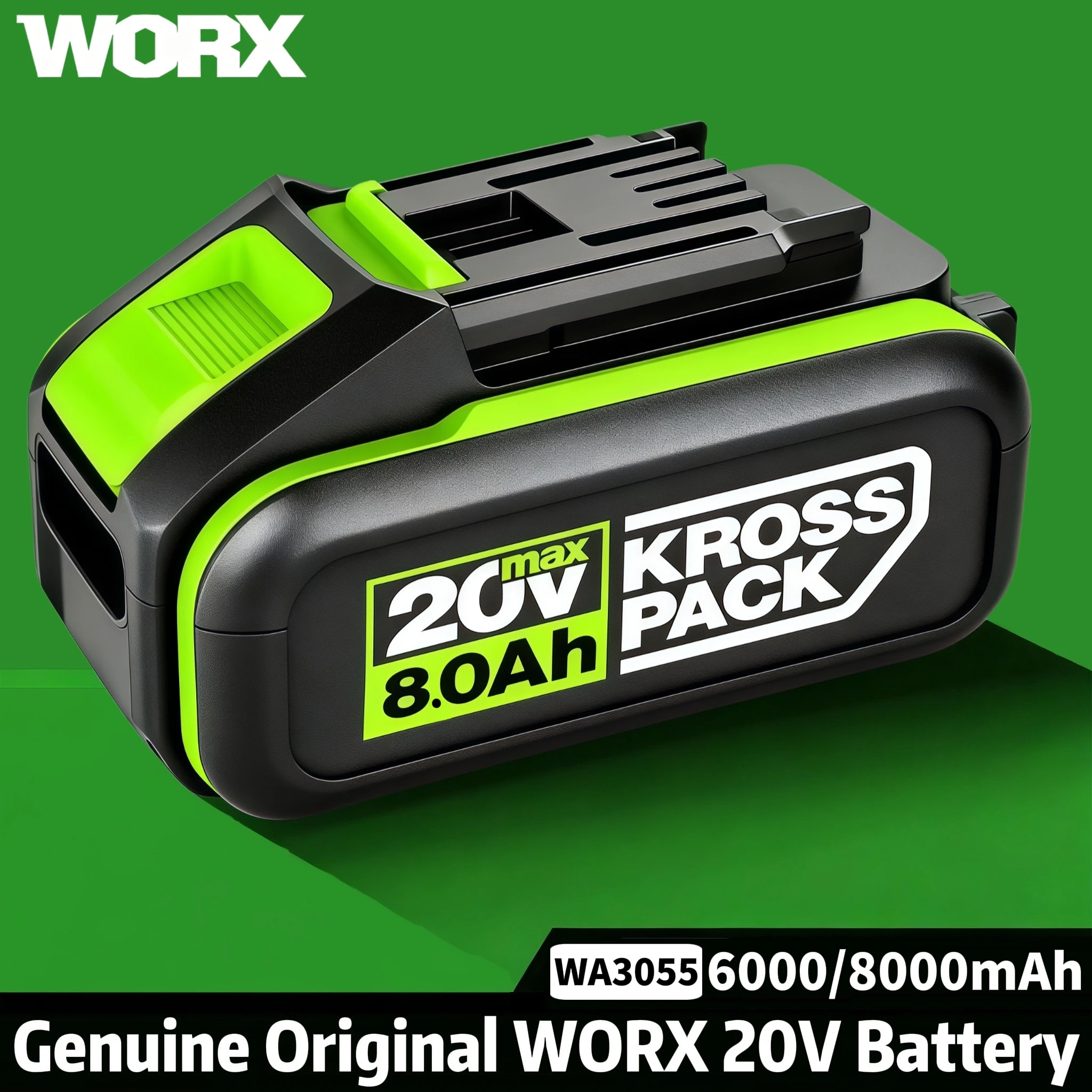 20V MAX 6.0Ah 8.0Ah Li-ion Battery for WORX Power Tools with LED Indicator Compatible WA3054 WA3016 WA3023 WA3027
20V MAX 6.0Ah 8.0Ah Li-ion Battery for WORX Power Tools with LED Indicator Compatible WA3054 WA3016 WA3023 WA3027
