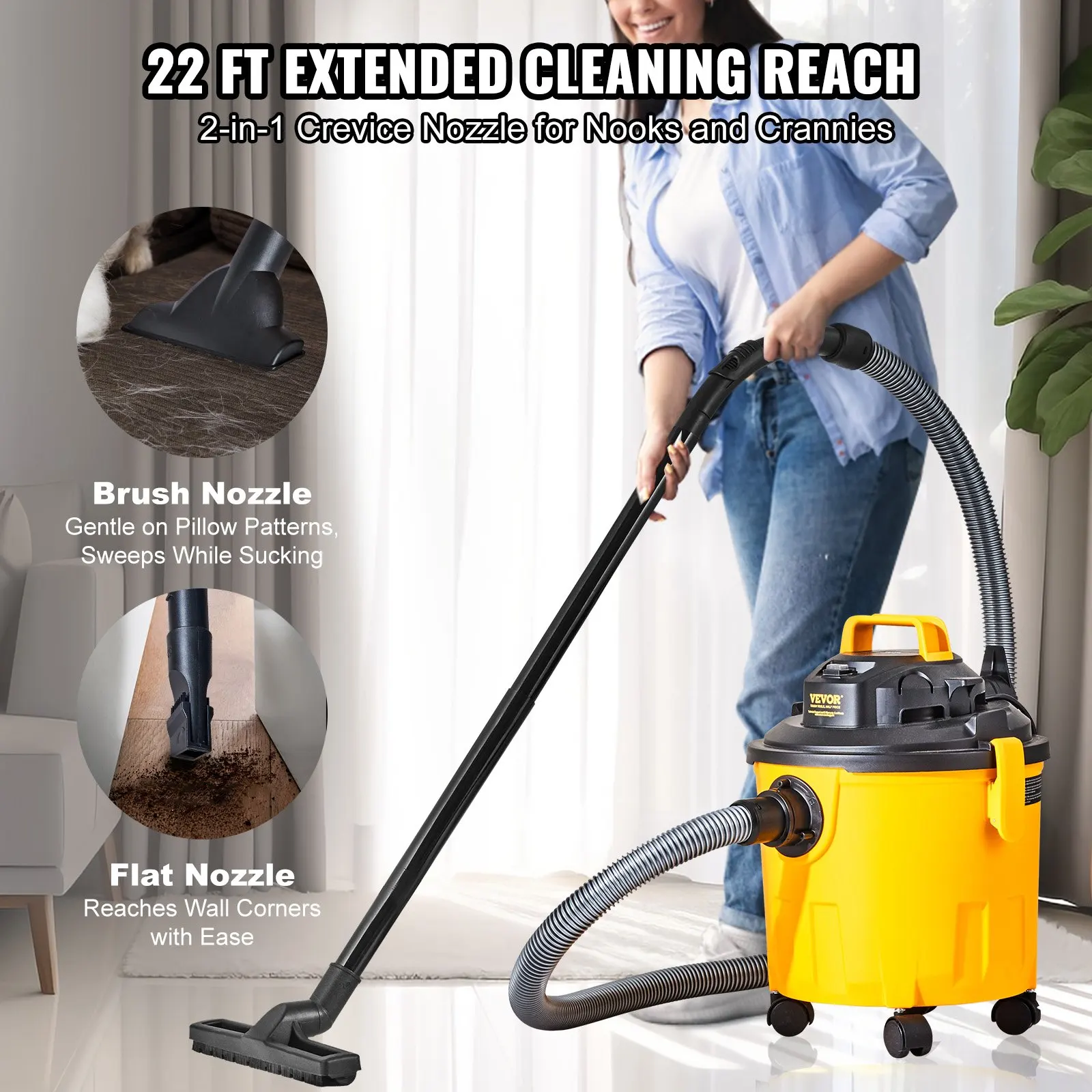 Shop Vacuum Wet And Dry, 5 Gallon 6 Peak HP Wet/Dry Vac, Powerful Suction With Blower Function With Attachments 2-in-1 Crevice
Shop Vacuum Wet And Dry, 5 Gallon 6 Peak HP Wet/Dry Vac, Powerful Suction With Blower Function With Attachments 2-in-1 Crevice