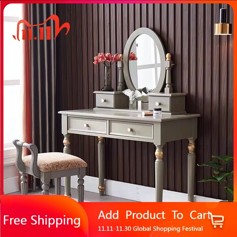 American Drawers Dressing Table Modern Simple Bedroom Cosmetics Lounge Makeup Table Organizer Girl Penteadeira Home Furniture
American Drawers Dressing Table Modern Simple Bedroom Cosmetics Lounge Makeup Table Organizer Girl Penteadeira Home Furniture
