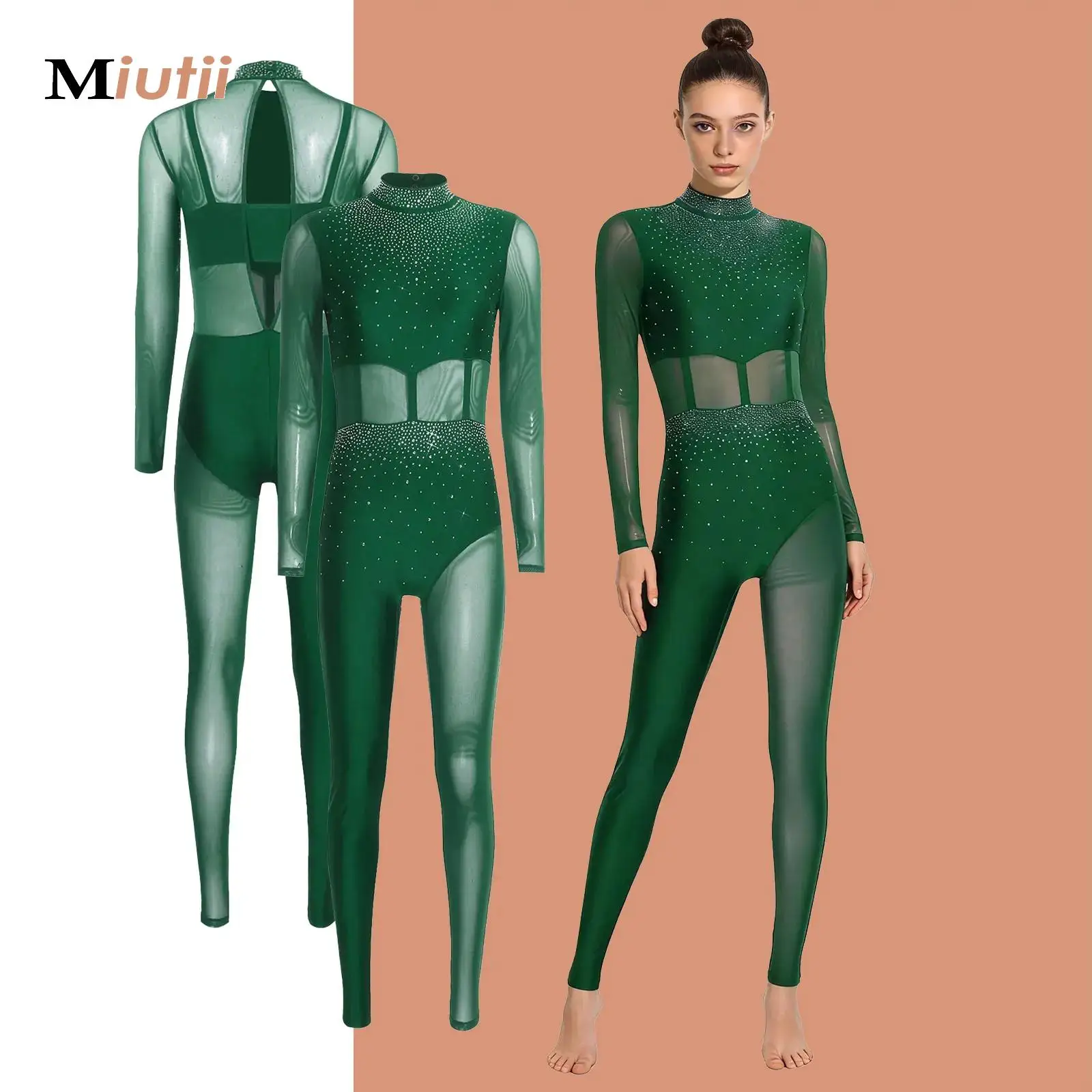 Womens Shiny Rhinestones Gymnastics Jumpsuit Long Sleeve Dance Unitard for Ballet Figure Skating Acrobatics Yoga Performance
Womens Shiny Rhinestones Gymnastics Jumpsuit Long Sleeve Dance Unitard for Ballet Figure Skating Acrobatics Yoga Performance