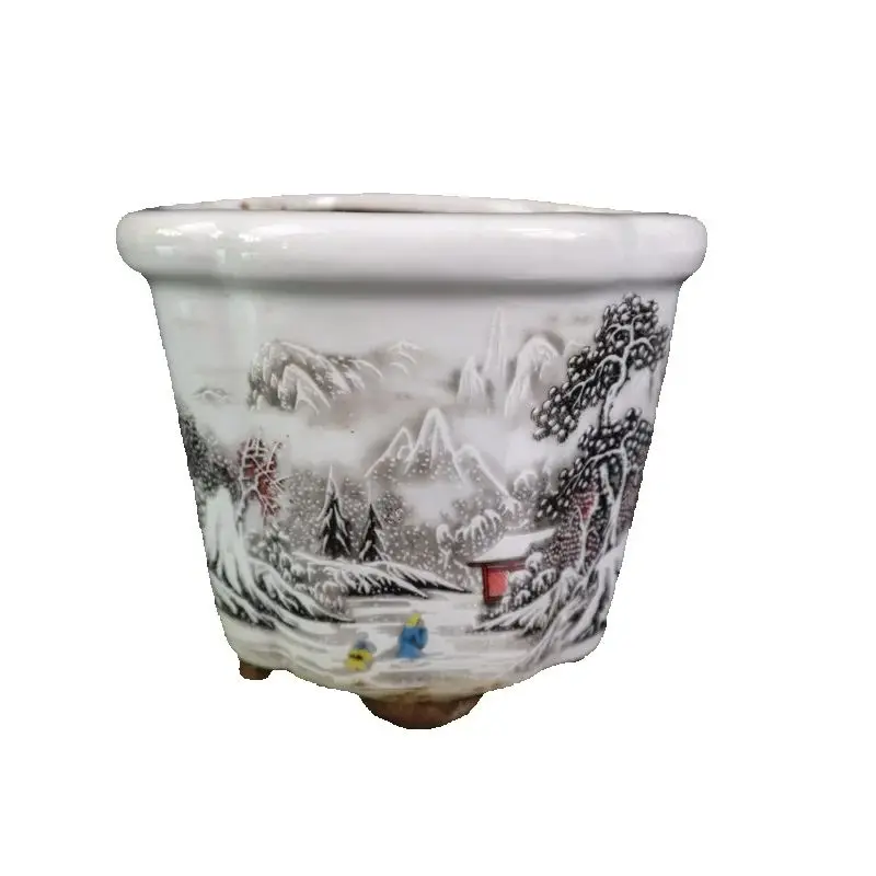 Chinese Old Porcelain Flower Pot Pink Snow Landscape PatternTraditional Oriental Decorative Planter
Chinese Old Porcelain Flower Pot Pink Snow Landscape PatternTraditional Oriental Decorative Planter