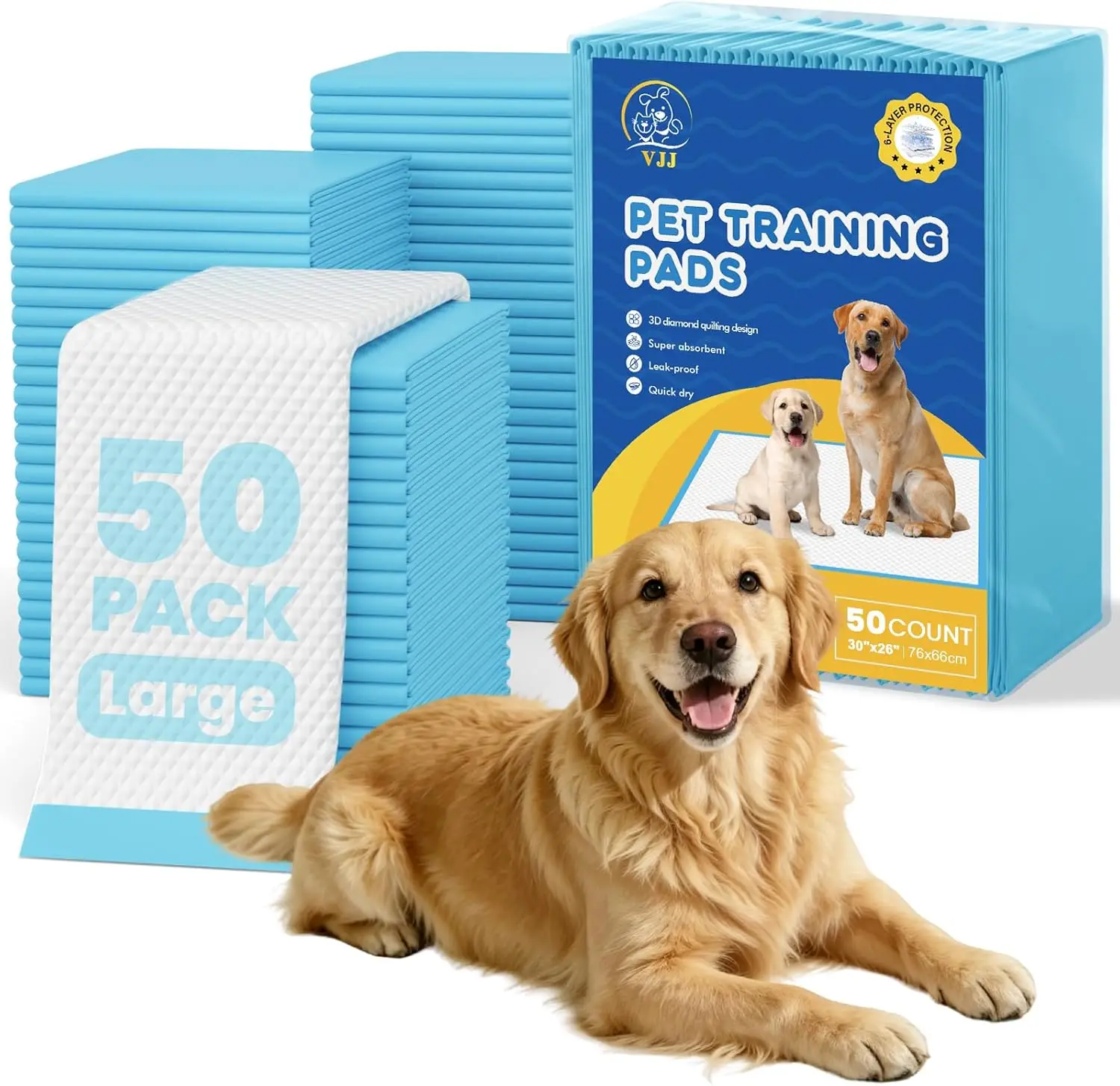 Extra Large 50 Count Puppy Pads 30x26 Inch Super Absorbent Disposable Heavy Duty Potty Training Mats for Dogs
Extra Large 50 Count Puppy Pads 30x26 Inch Super Absorbent Disposable Heavy Duty Potty Training Mats for Dogs