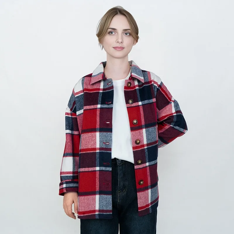 2024 NEW Women's Lapel Loose Plaid Long Sleeve Shirt Medium Length Warm Shirts and Blouses Women Coat
2024 NEW Women's Lapel Loose Plaid Long Sleeve Shirt Medium Length Warm Shirts and Blouses Women Coat