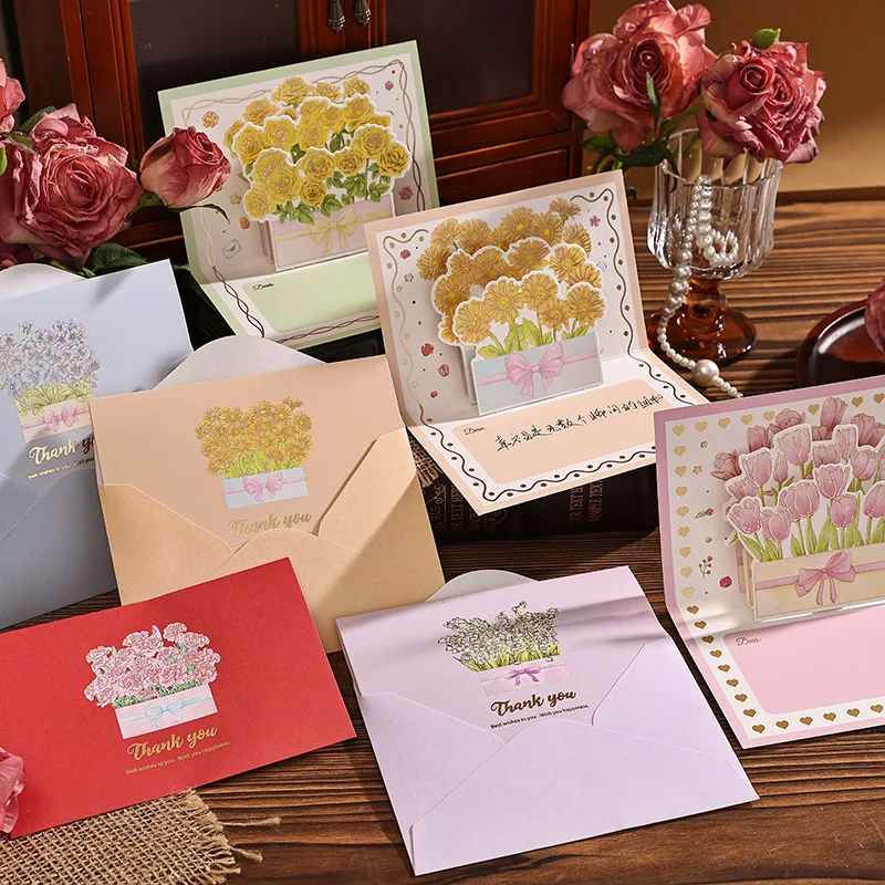 10Pcs Pop-Up 3D Tulips Roses Sunflowers Bouquet Greeting Card Postcard Mother's Day Blessings Creative Card Gift for Mother
10Pcs Pop-Up 3D Tulips Roses Sunflowers Bouquet Greeting Card Postcard Mother's Day Blessings Creative Card Gift for Mother