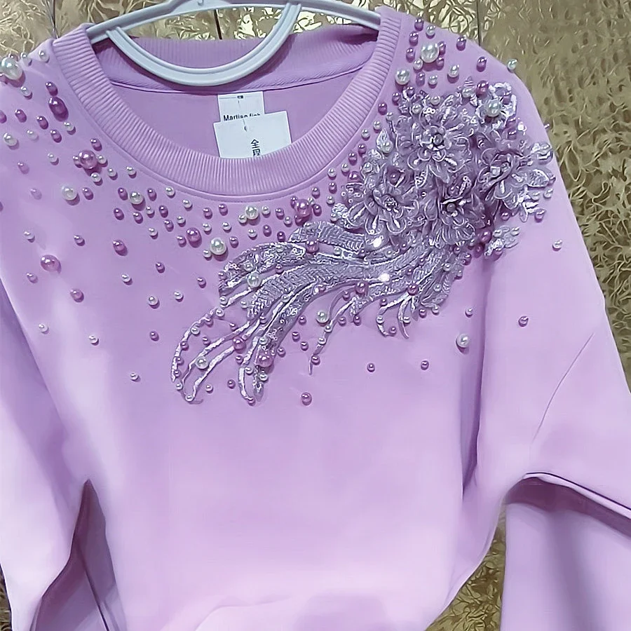 Luxury Taro Purple Diamonds Bead Pullovers Fairy 3D Shiny Flowers Embroidery Sequin Cotton Sweatshirts Hoodies Jumpers Tops
Luxury Taro Purple Diamonds Bead Pullovers Fairy 3D Shiny Flowers Embroidery Sequin Cotton Sweatshirts Hoodies Jumpers Tops