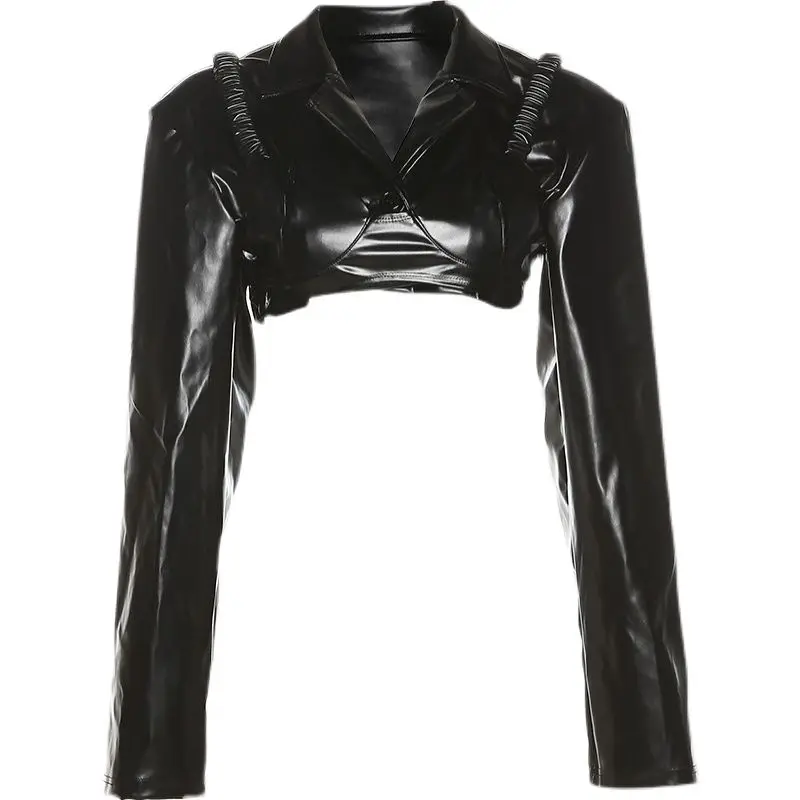 retro ultra-short leather jacket female motorcycle punk style cool black PU top wear tide autumn Casual coat jackets
retro ultra-short leather jacket female motorcycle punk style cool black PU top wear tide autumn Casual coat jackets