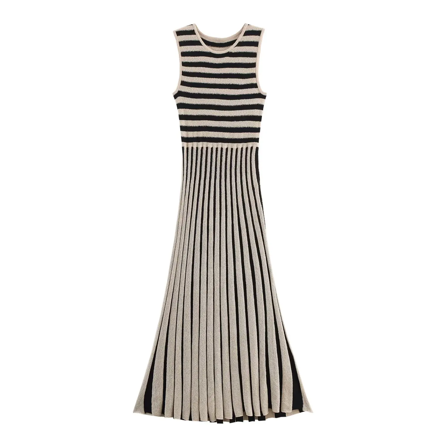 Taop&Za2025 Women's Sleeveless Striped Knit Midi Dress with Pleated Detail for Casual and Vacation Wear
Taop&Za2025 Women's Sleeveless Striped Knit Midi Dress with Pleated Detail for Casual and Vacation Wear