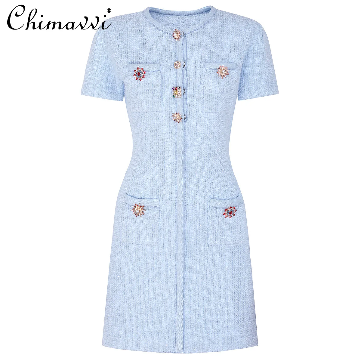 Spring and Autumn New Fashion Socialite Slim Fit Short Sleeve Knitted Dress High-end Heavy Button Elegant OL Women's Dress
Spring and Autumn New Fashion Socialite Slim Fit Short Sleeve Knitted Dress High-end Heavy Button Elegant OL Women's Dress