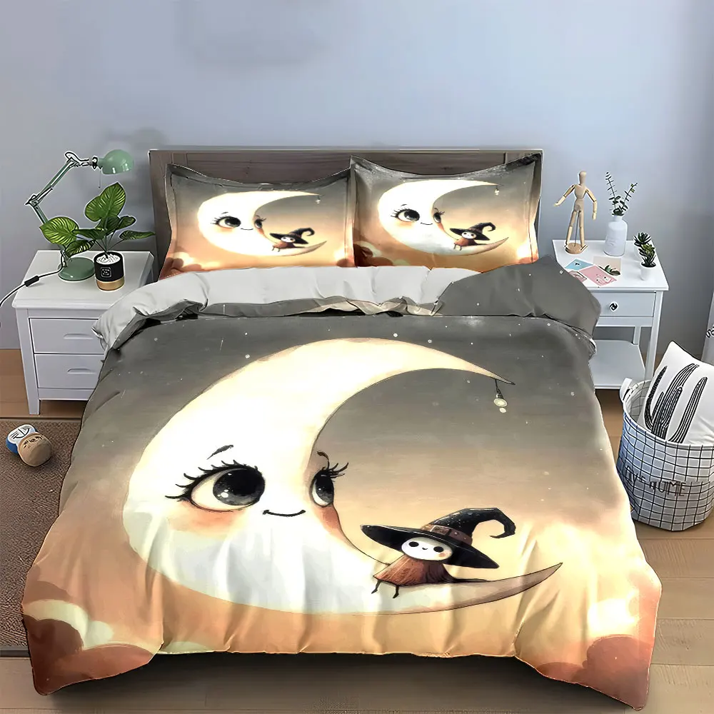 Cute Moon Witch Decor Set Bedding Set with 1 Duvet Cover 2 Pillowcases Single Double King Queen, Gift
Cute Moon Witch Decor Set Bedding Set with 1 Duvet Cover 2 Pillowcases Single Double King Queen, Gift