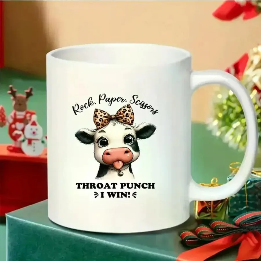 1pc 11oz Rock Paper Scissors Throat Punch I Win Funny Cow Ceramic Coffee Mug - Playful Design with Easy-Grip Handle -
1pc 11oz Rock Paper Scissors Throat Punch I Win Funny Cow Ceramic Coffee Mug - Playful Design with Easy-Grip Handle -