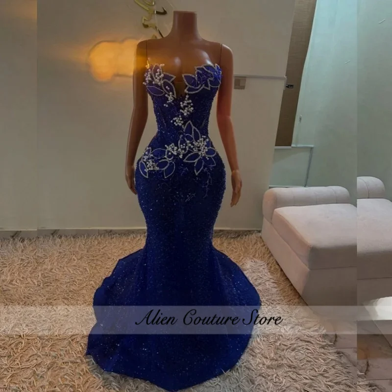 Royal Blue Sweetheart Evening Dresses With Luxury Beaded Flower Applique African Wedding Party Dress Prom Gowns Women Customized
Royal Blue Sweetheart Evening Dresses With Luxury Beaded Flower Applique African Wedding Party Dress Prom Gowns Women Customized
