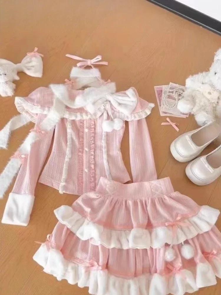 Japanese Sweet Cute Long Sleeve Top Bow Dopamine Skirt Set Women Winter Pure Sweet Spicy Top Skirt Set Retro Autumn Fashion
Japanese Sweet Cute Long Sleeve Top Bow Dopamine Skirt Set Women Winter Pure Sweet Spicy Top Skirt Set Retro Autumn Fashion