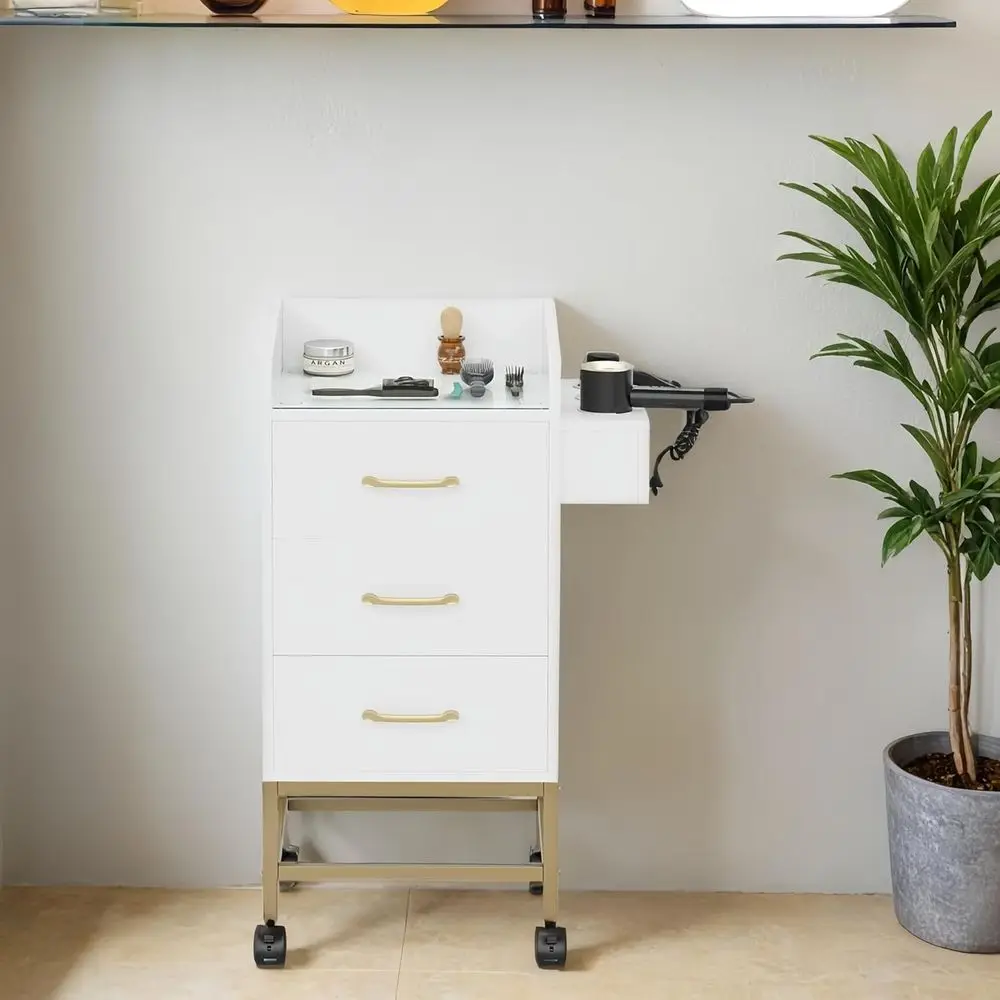 Portable Beauty Station with Storage, Lockable Wheels, 3 Drawers, and Hair Dryer Holders
Portable Beauty Station with Storage, Lockable Wheels, 3 Drawers, and Hair Dryer Holders