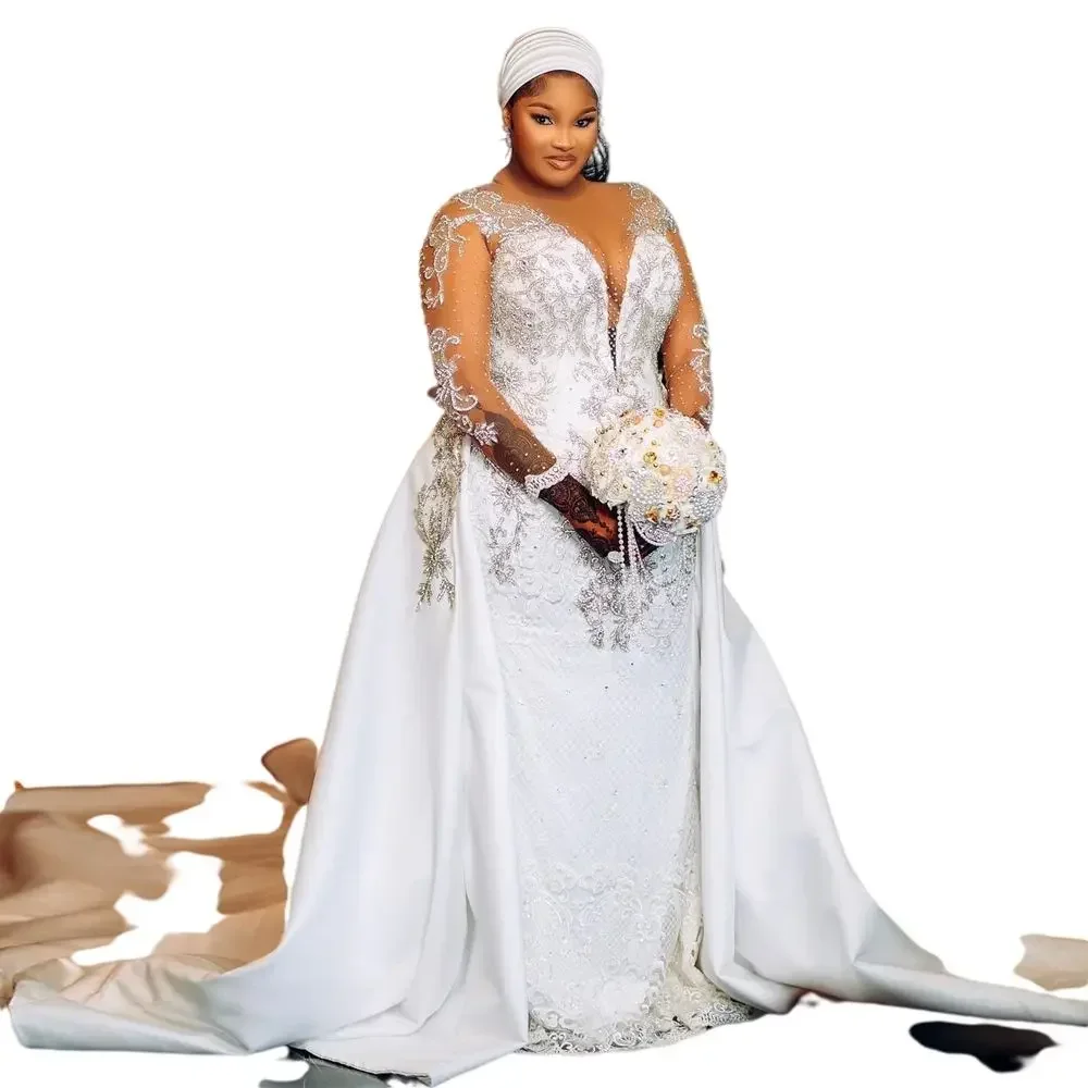 Customized Charming Scoop Neckline Lace Robe De Mariée 2023 Detachable Train Full Sleeves Plus Size Bridal Gowns
Customized Charming Scoop Neckline Lace Robe De Mariée 2023 Detachable Train Full Sleeves Plus Size Bridal Gowns