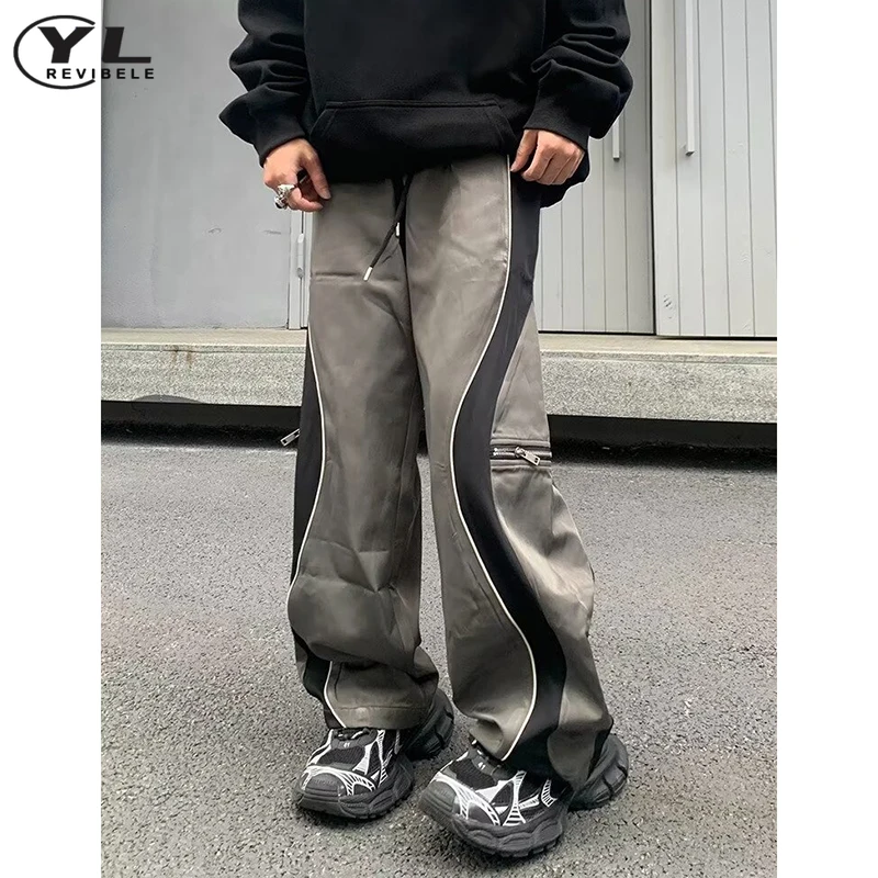 Casual Patchwork Pant Mens Loose Spring Summer Streetwear Wide Leg Sweatpants Women Fashion Elastic Waist Straight Trousers New
Casual Patchwork Pant Mens Loose Spring Summer Streetwear Wide Leg Sweatpants Women Fashion Elastic Waist Straight Trousers New