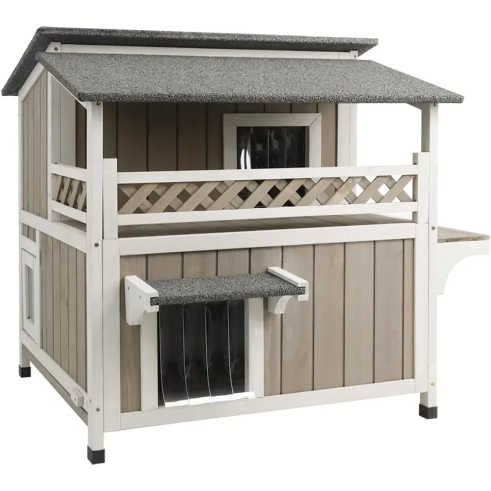 Outdoor Cat House,Durable 2 Story Feral Cat Shelter That is Easy Assembly, with a Large Balcony, Escape Door, and Weatherproof
Outdoor Cat House,Durable 2 Story Feral Cat Shelter That is Easy Assembly, with a Large Balcony, Escape Door, and Weatherproof
