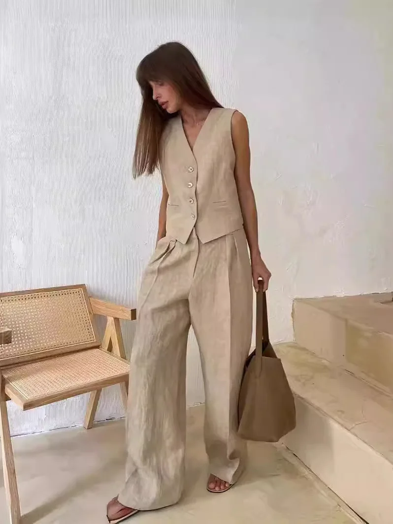 Women's Svel Vest Casual Pants Set V-Ne Long Trousers Two-Piece Suit Spring Collection Faionable Comfortable Outfit
Women's Svel Vest Casual Pants Set V-Ne Long Trousers Two-Piece Suit Spring Collection Faionable Comfortable Outfit