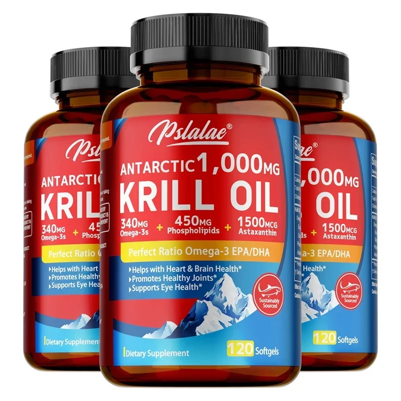Antarctic Krill Oil Astaxanthin Capsules(EPA, DHA) - Supports Heart and Brain Health, Joint & Muscle Health, Natural Antioxidant
Antarctic Krill Oil Astaxanthin Capsules(EPA, DHA) - Supports Heart and Brain Health, Joint & Muscle Health, Natural Antioxidant