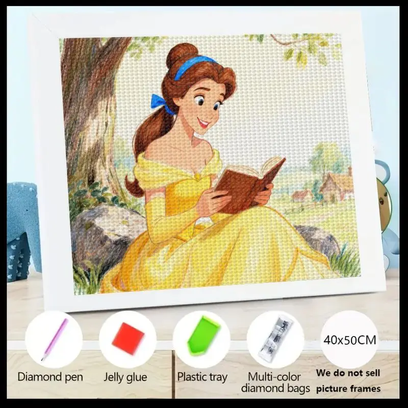 5D DIY Full Drill Diamond Painting Kit, элегантная книга для чтения принцессы Диснея «Бель» под деревом, сверкающее искусство драгоценных камней со стразами, Lar
5D DIY Full Drill Diamond Painting Kit, элегантная книга для чтения принцессы Диснея «Бель» под деревом, сверкающее искусство драгоценных камней со стразами, Lar