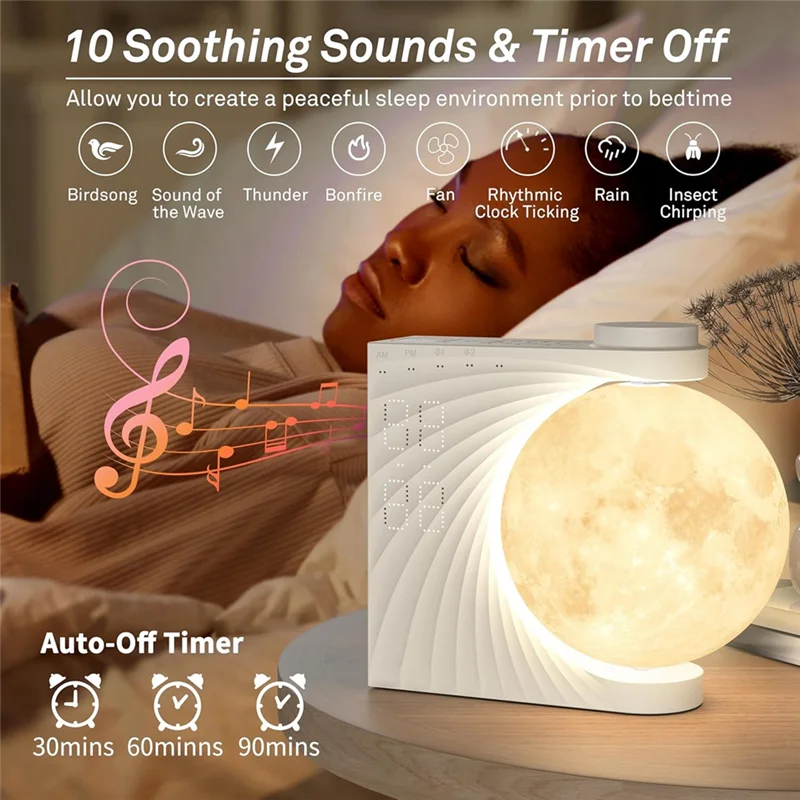 EYFL-Sunrise Alarm Clock For Bedrooms, Moon Night Light Clock Wake Up Light For Kids Teens,White Noise Sound Machine
EYFL-Sunrise Alarm Clock For Bedrooms, Moon Night Light Clock Wake Up Light For Kids Teens,White Noise Sound Machine