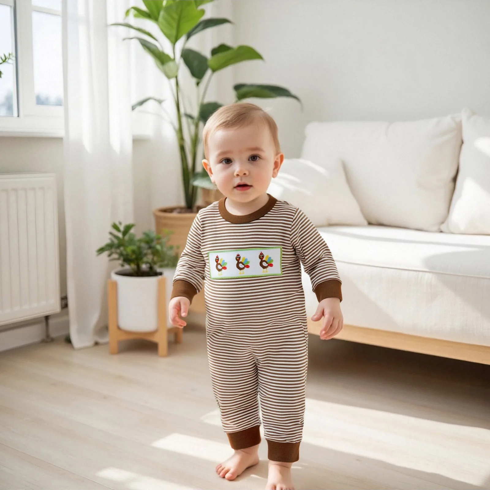 Autumn Fall Baby Boy Thanksgiving Stripe Romper Turkey Embroidery Jumpsuit for Infant Toddler Cute Outfit
Autumn Fall Baby Boy Thanksgiving Stripe Romper Turkey Embroidery Jumpsuit for Infant Toddler Cute Outfit