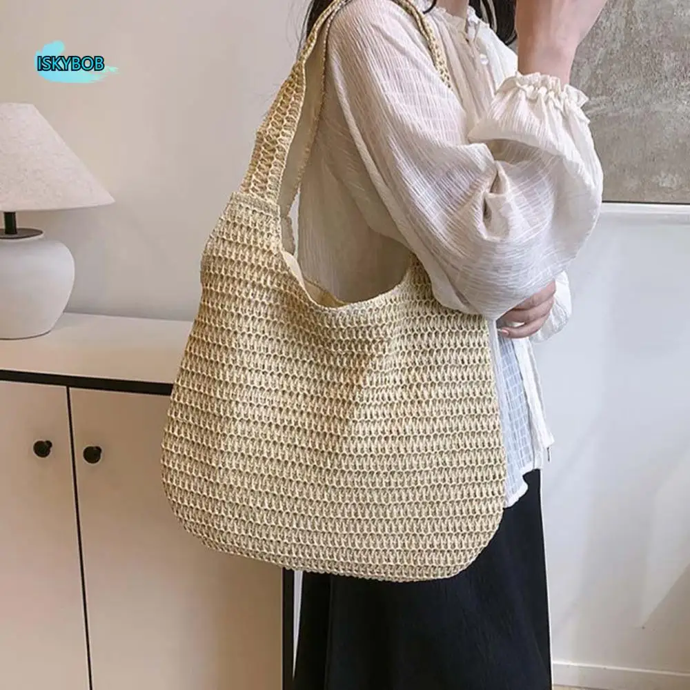 Модная тканая большая сумка с лентой, дышащая соломенная сумка для покупок, бежевая летняя пляжная сумка цвета хаки для хранения
Модная тканая большая сумка с лентой, дышащая соломенная сумка для покупок, бежевая летняя пляжная сумка цвета хаки для хранения