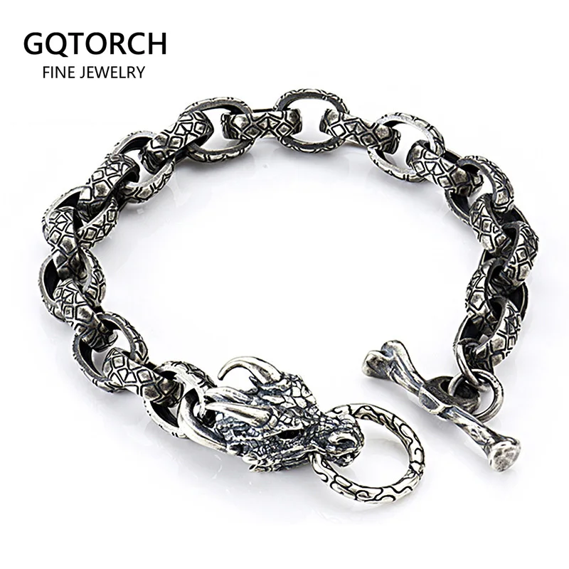 Real 925 Sterling Silver Viking Dragon Bracelet Punk Cool Handcrafted Jewelry with Toggle Safety Clasp
Real 925 Sterling Silver Viking Dragon Bracelet Punk Cool Handcrafted Jewelry with Toggle Safety Clasp