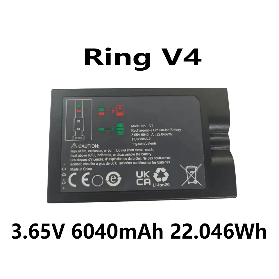 V4 5AT3S3 5F53E9 3.65V 6040mAh 22.046Wh Battery Pack For Ring Video Doorbell 2/3/4Quick Release
V4 5AT3S3 5F53E9 3.65V 6040mAh 22.046Wh Battery Pack For Ring Video Doorbell 2/3/4Quick Release