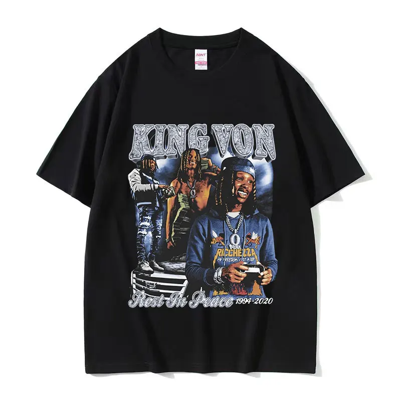 Rapper K-King Von Graphic T Shirt Men's Hip Hop Vintage Short Sleeve T-shirts Unisex Fashion Oversized Cotton T-shirt Streetwear
Rapper K-King Von Graphic T Shirt Men's Hip Hop Vintage Short Sleeve T-shirts Unisex Fashion Oversized Cotton T-shirt Streetwear
