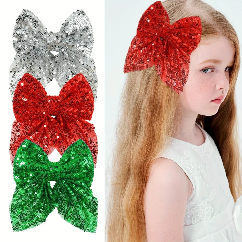 3Pcs Christmas Glitter Bows Hair Clips Solid Color Big Shiny Hair Grips for Women And Girls Cute Headwear Hair Accessories Gifts
3Pcs Christmas Glitter Bows Hair Clips Solid Color Big Shiny Hair Grips for Women And Girls Cute Headwear Hair Accessories Gifts