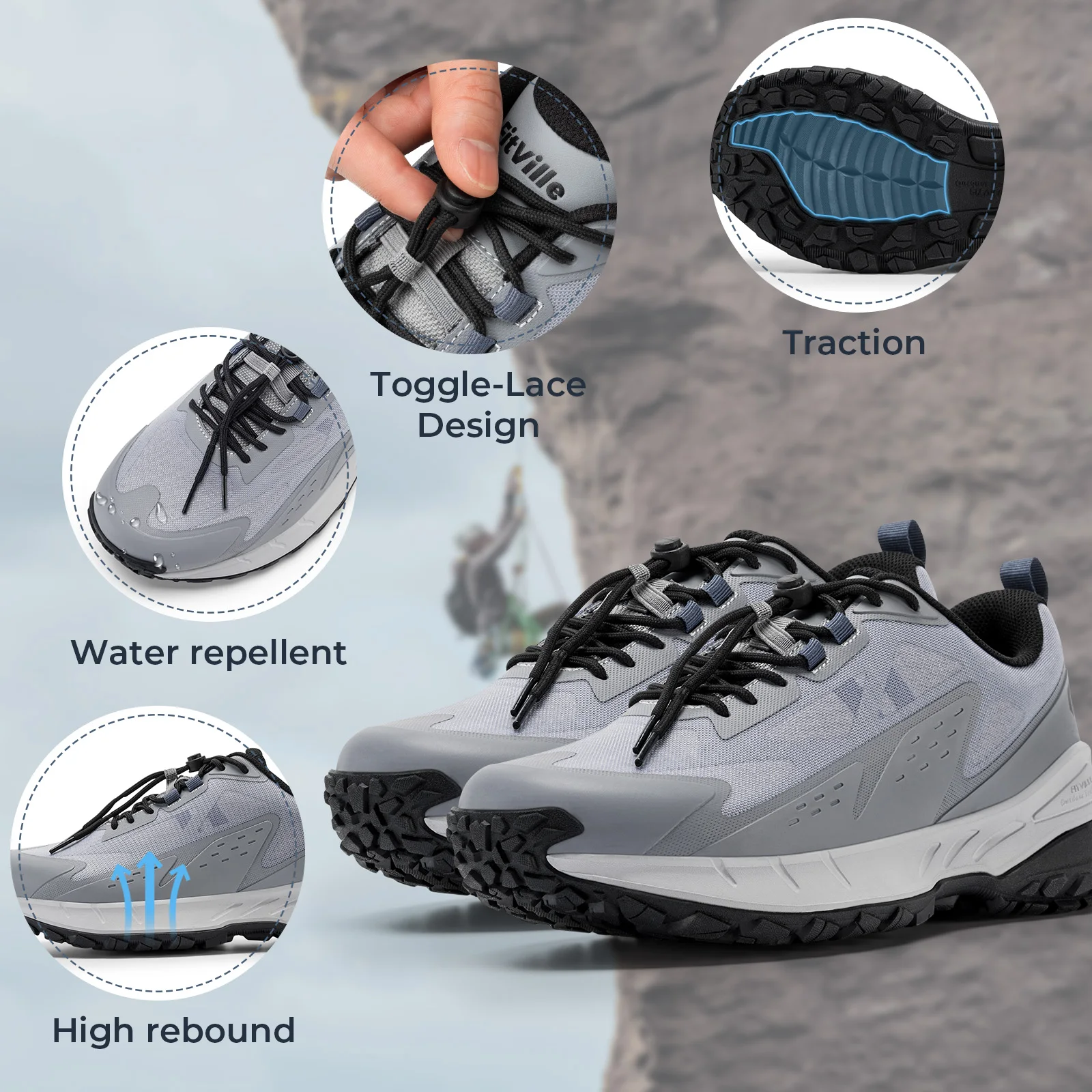 FitVille Extra Wide Hiking Shoes Breathable Mesh Casual Sneakers Non-Slip Trekking Climbing Shoes for Men With High Arch Support
FitVille Extra Wide Hiking Shoes Breathable Mesh Casual Sneakers Non-Slip Trekking Climbing Shoes for Men With High Arch Support