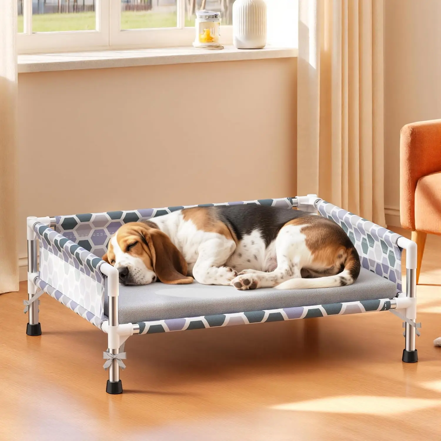 Elevated Dog Bed, Cooling Outdoor Cot with Breathable Mesh, Raised Pet Bed with 3-Sided Guard Rails, Indoor and Outdoor, Medium
Elevated Dog Bed, Cooling Outdoor Cot with Breathable Mesh, Raised Pet Bed with 3-Sided Guard Rails, Indoor and Outdoor, Medium