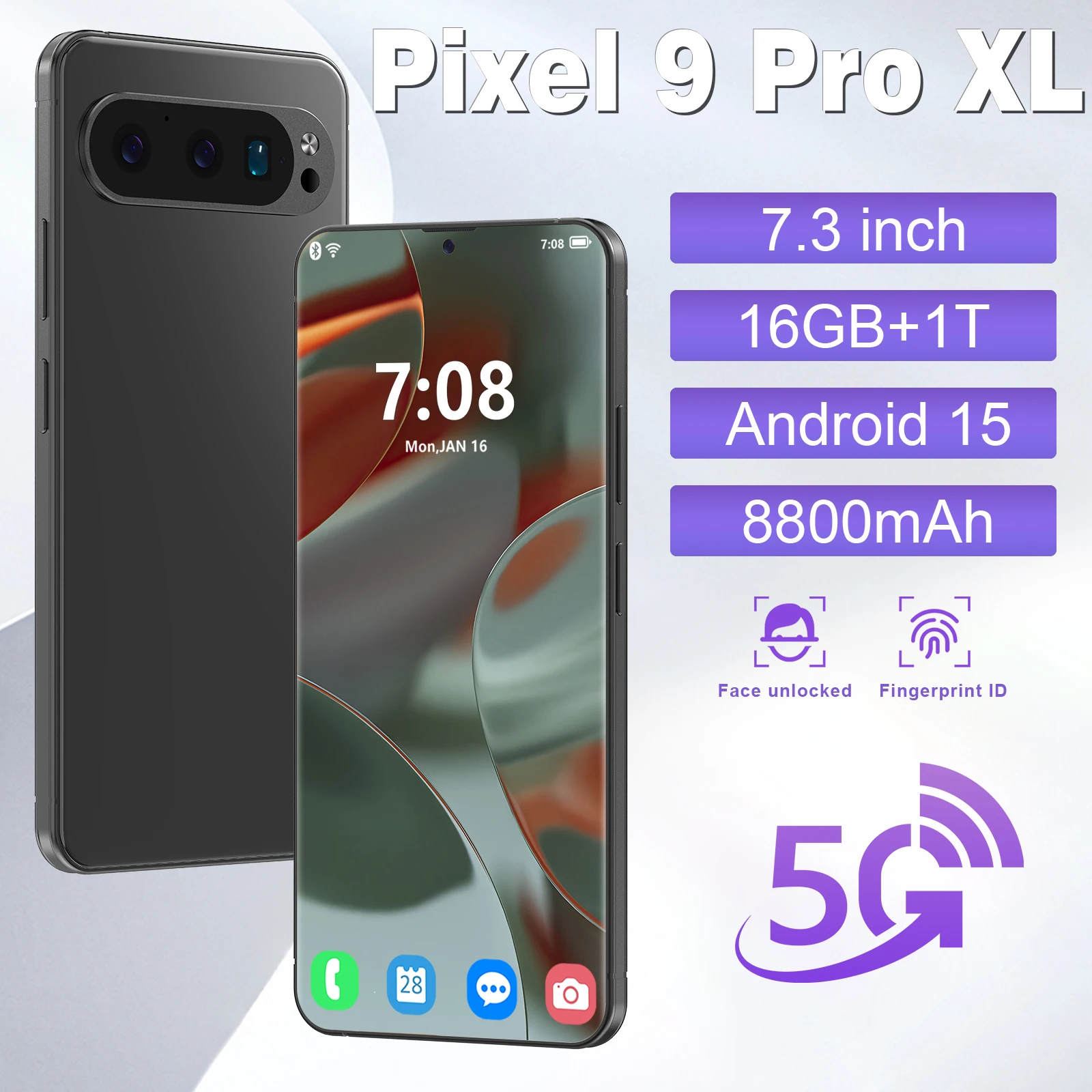 Global Version Pixel 9 Pro XL Mobile Phones Snapdragon 8 Gen4 Smartphone 5G 8800mAh Battery Cellphones 16G+1TB Face Unlocked
Global Version Pixel 9 Pro XL Mobile Phones Snapdragon 8 Gen4 Smartphone 5G 8800mAh Battery Cellphones 16G+1TB Face Unlocked