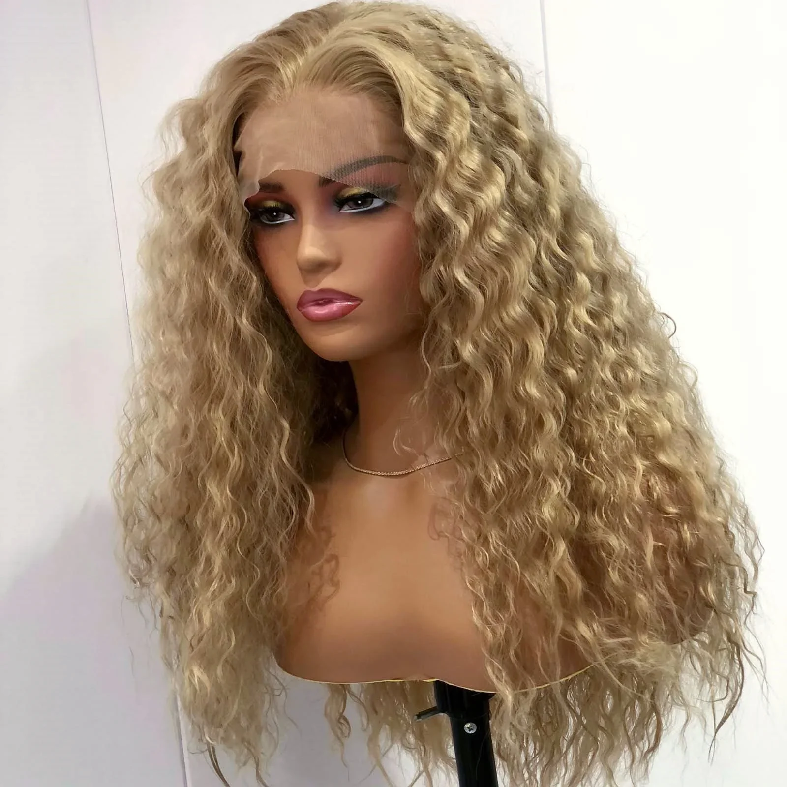 26Inch Long Blonde 613 Kinky Curly Soft 180Density Glueless Synthetic Lace Front Wig For Women Babyhair PrePlucked Daily
26Inch Long Blonde 613 Kinky Curly Soft 180Density Glueless Synthetic Lace Front Wig For Women Babyhair PrePlucked Daily