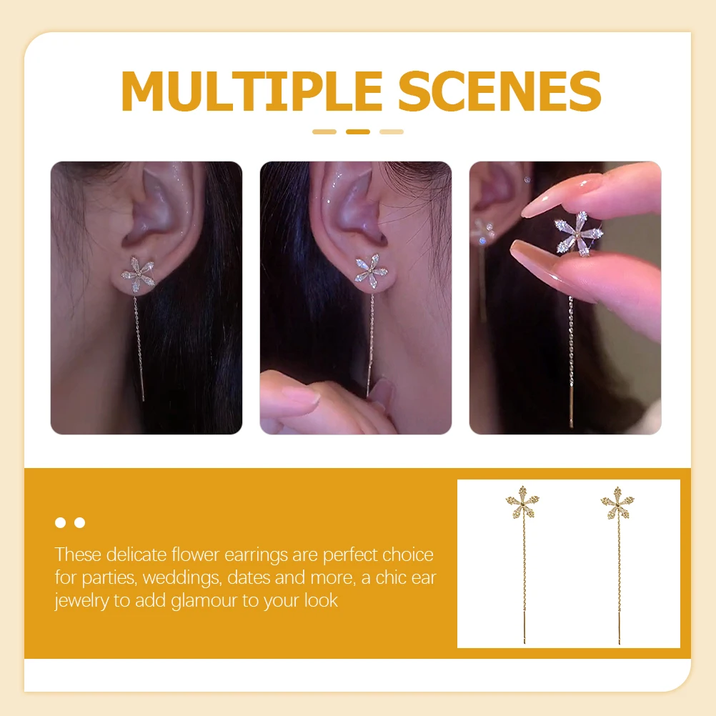Fashionable Flower Earrings Dangle Tassel Design Striking Zircon Ear Jewelry Stunning Drop Earrings For Women
Fashionable Flower Earrings Dangle Tassel Design Striking Zircon Ear Jewelry Stunning Drop Earrings For Women