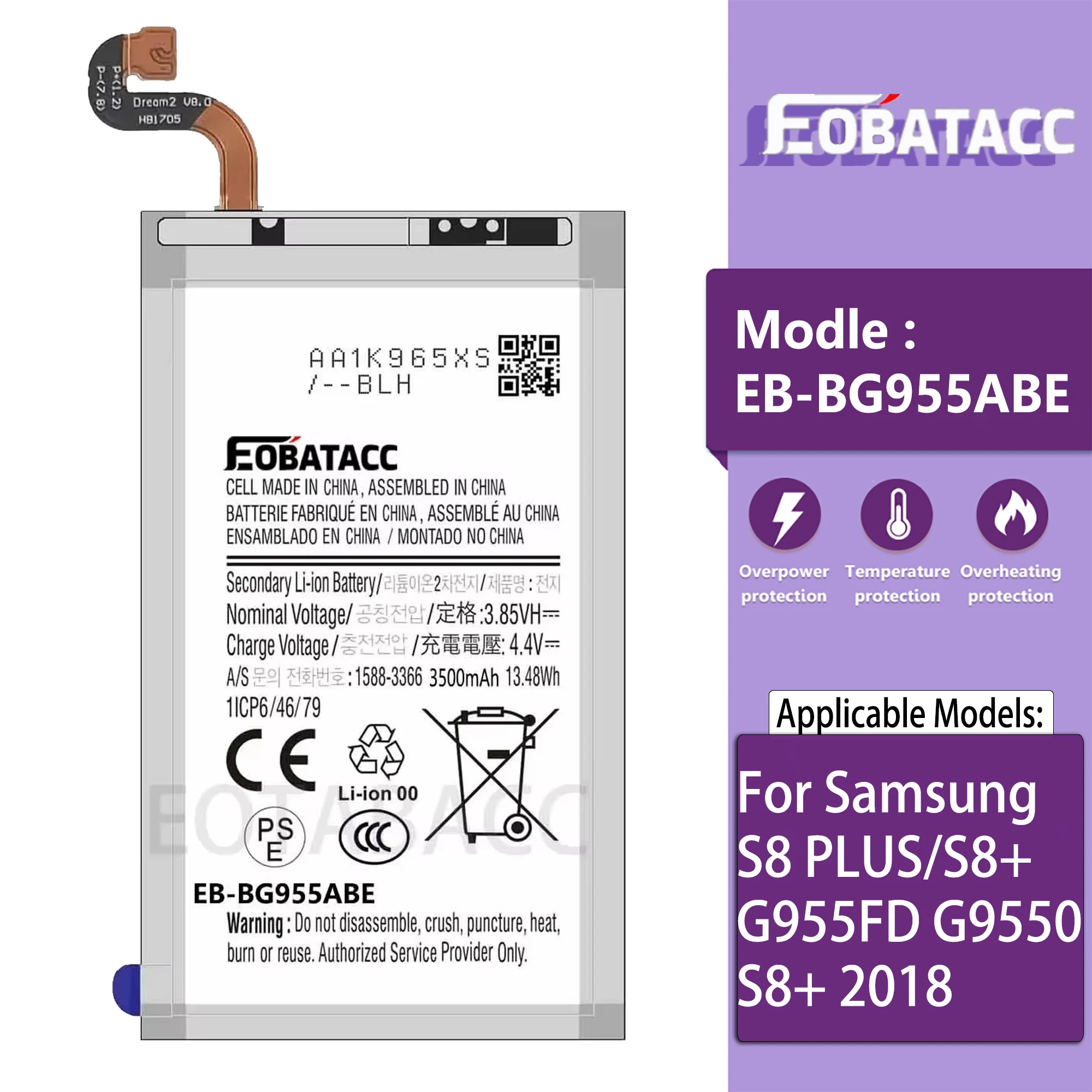 EOTABACC 100% New High Quanlity Battery EB-BG955ABE For Samsung S8 PLUS/S8+/ G955FD G9550 /S8+ 2018Battery +Tools
EOTABACC 100% New High Quanlity Battery EB-BG955ABE For Samsung S8 PLUS/S8+/ G955FD G9550 /S8+ 2018Battery +Tools