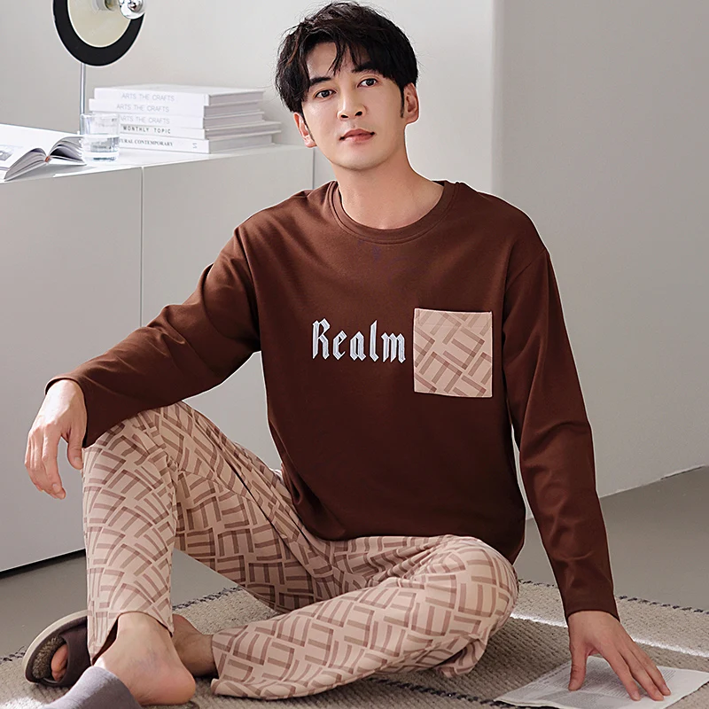Newest M-4XL Men Casual Pajamas Set Knited Cotton Sleepwear Male Long Sleeve Pyjamas
Newest M-4XL Men Casual Pajamas Set Knited Cotton Sleepwear Male Long Sleeve Pyjamas