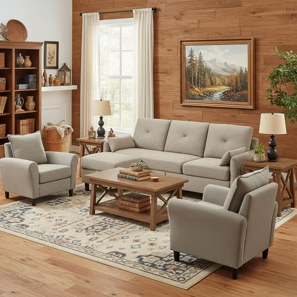Sectional Soa Set, 77" Convertible Soa and 2 Pieces 35" Accent Chair, Small 3 Seat L Shaped Couch with Storage Ottoman, ern Couc
Sectional Soa Set, 77" Convertible Soa and 2 Pieces 35" Accent Chair, Small 3 Seat L Shaped Couch with Storage Ottoman, ern Couc