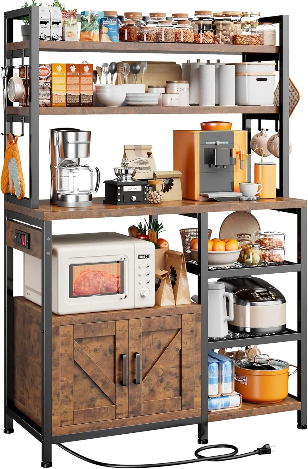 Bakers Ra With Power Outlet, Coffee Bar With Storage Cabinet, 6 Tier Microwave Stand, Kitchen Storage Shelf With Side Hooks,
Bakers Ra With Power Outlet, Coffee Bar With Storage Cabinet, 6 Tier Microwave Stand, Kitchen Storage Shelf With Side Hooks,