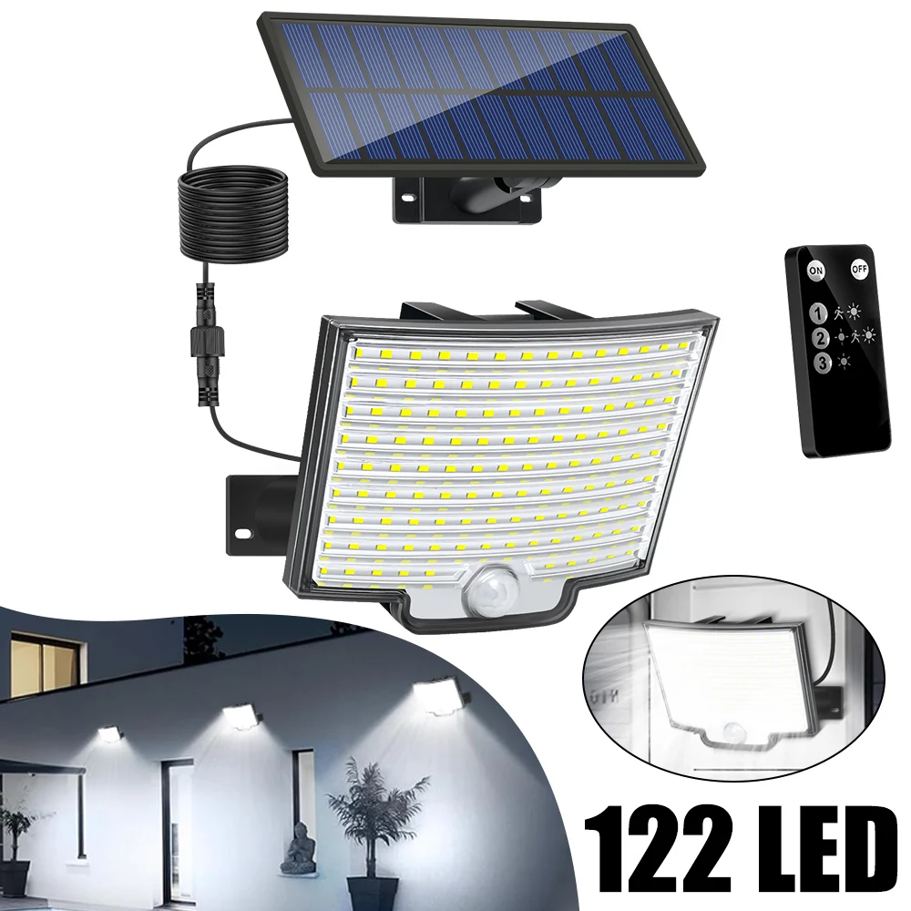 Solar Lights Outdoor 122 LED Solar Motion Sensor Flood Lights with Remote IP65 Waterproof Solar Powered Security Spot Lights
Solar Lights Outdoor 122 LED Solar Motion Sensor Flood Lights with Remote IP65 Waterproof Solar Powered Security Spot Lights