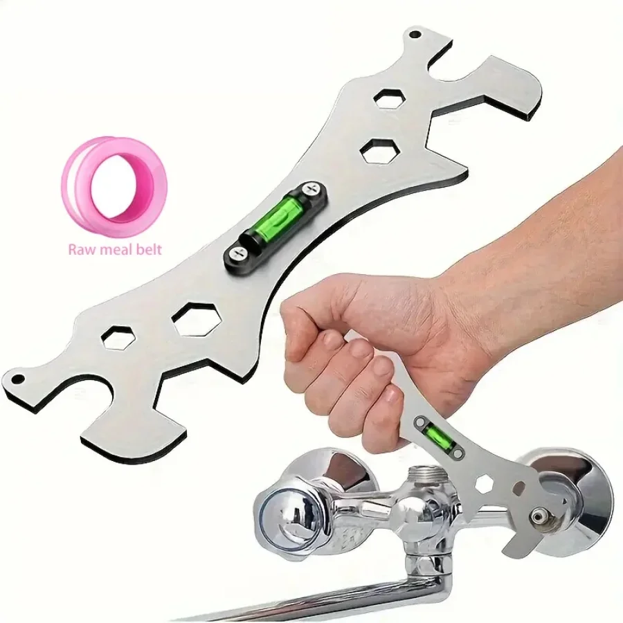 Multifunctional Stainless Steel Bathroom Wrench Tool Shower Installation Hexagonal Level Faucet Angle Ruler Distance Measuring
Multifunctional Stainless Steel Bathroom Wrench Tool Shower Installation Hexagonal Level Faucet Angle Ruler Distance Measuring