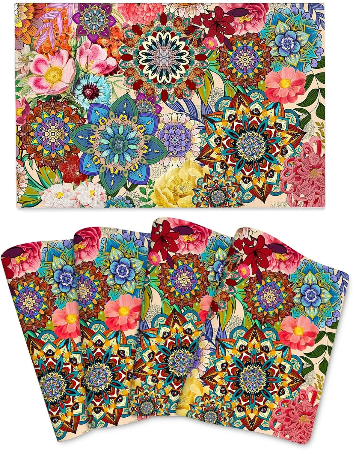 Boho Floral Placemats Set of 4, Washable 12x18 Inch Table Mats for Kitchen Dining
Boho Floral Placemats Set of 4, Washable 12x18 Inch Table Mats for Kitchen Dining