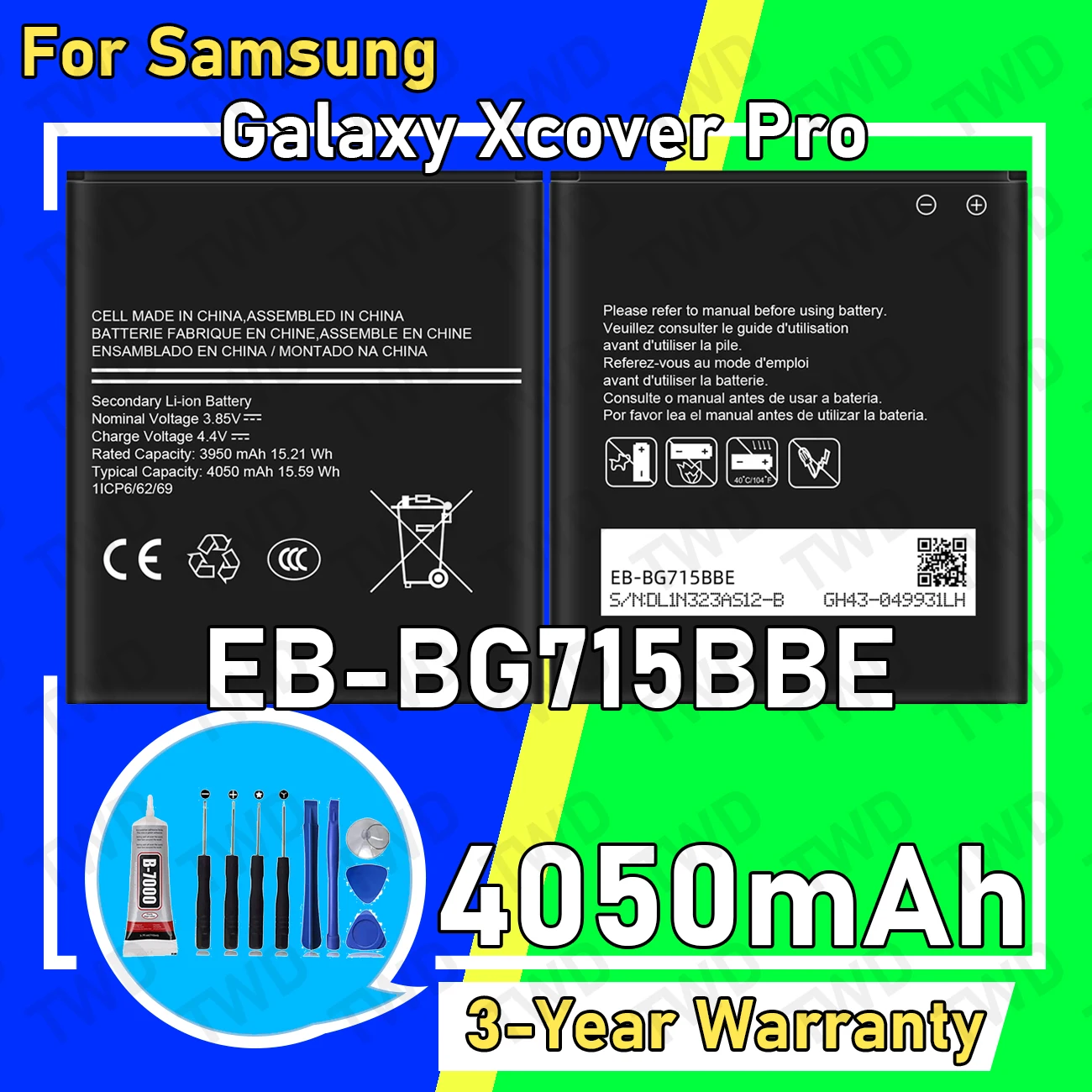 EB-BG715BBE Аккумулятор большой емкости 4050 мАч для Samsung Galaxy Xcover Pro, новые аккумуляторы высокого качества + бесплатные инструменты
EB-BG715BBE Аккумулятор большой емкости 4050 мАч для Samsung Galaxy Xcover Pro, новые аккумуляторы высокого качества + бесплатные инструменты