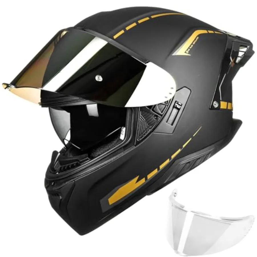 Motorcycle Helmets for Men Women Full Face Helmets for Adults, ABS Shell, Matte Black, Dual Visors, DOT Certified
Motorcycle Helmets for Men Women Full Face Helmets for Adults, ABS Shell, Matte Black, Dual Visors, DOT Certified