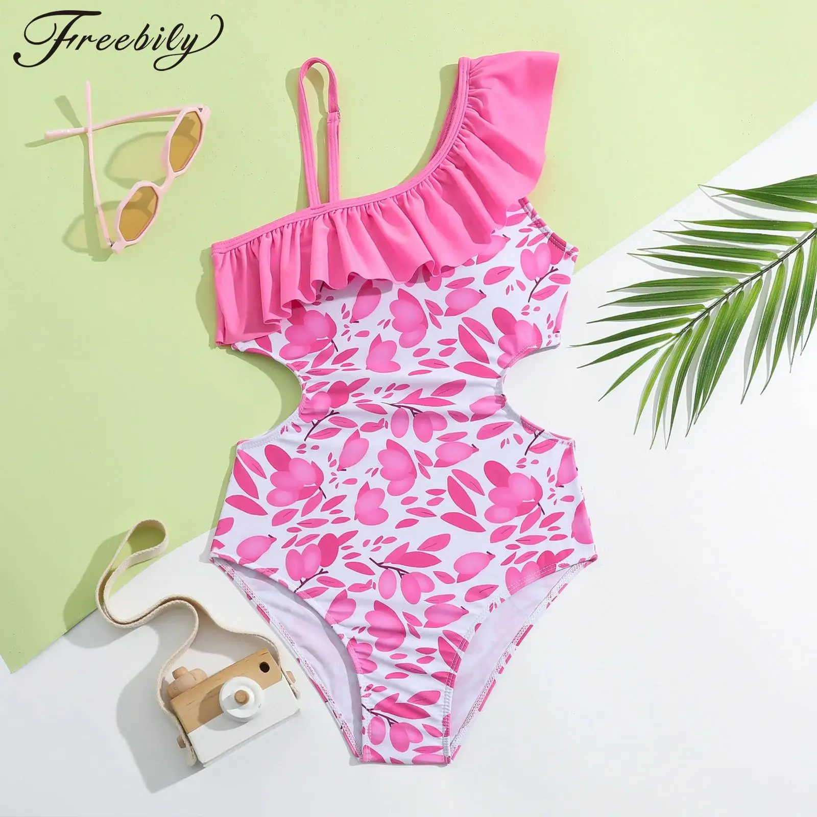 Kids Girls Sleeveless One-piece Swimsuit Irregular Shoulder Ruffle Print Bodysuit Swimwear Bathing Suit Beachwear for Pool Party
Kids Girls Sleeveless One-piece Swimsuit Irregular Shoulder Ruffle Print Bodysuit Swimwear Bathing Suit Beachwear for Pool Party