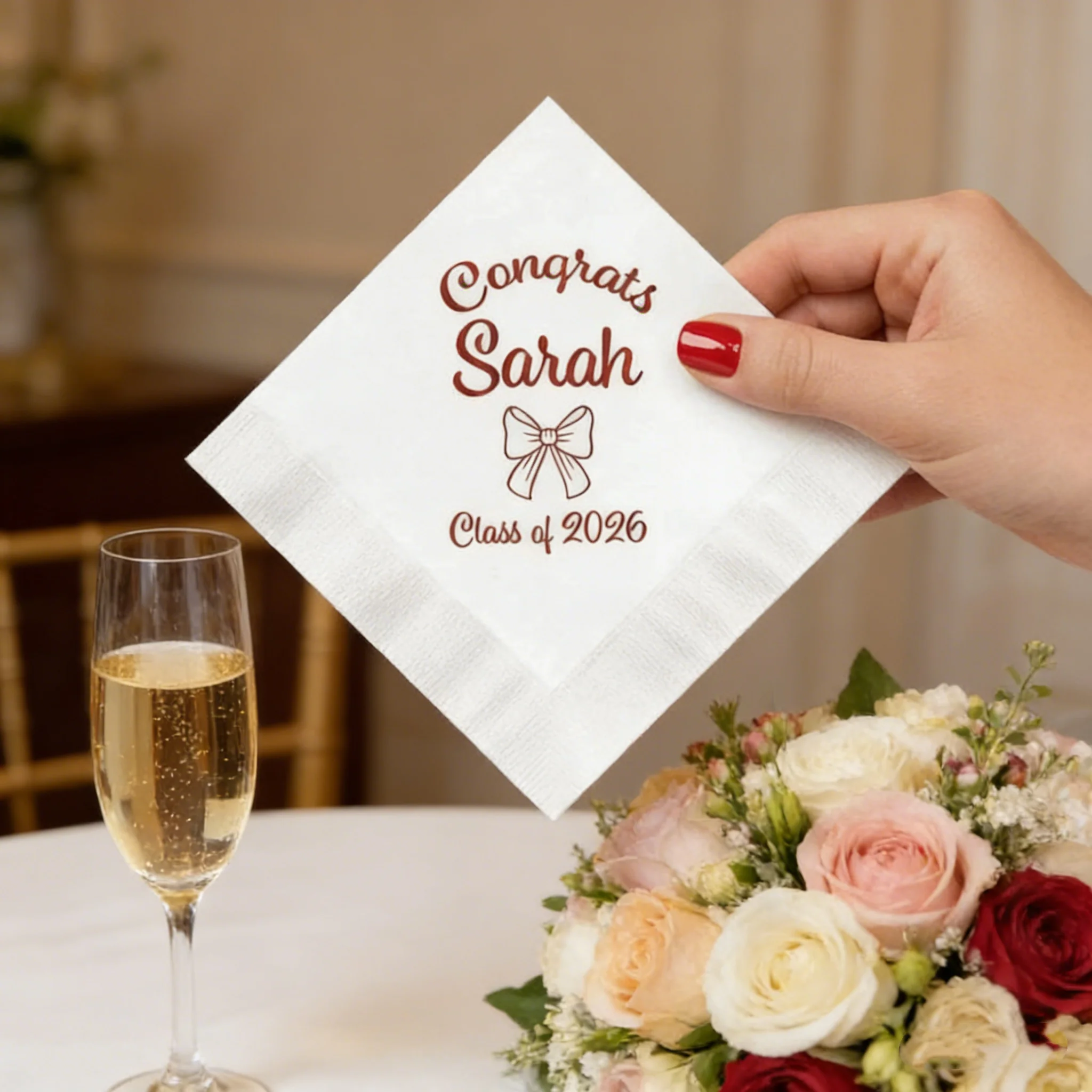 50pcs Custom Bow Printed Graduation Party Napkins, Personalized Paper Guest Towels in All Sizes Available
50pcs Custom Bow Printed Graduation Party Napkins, Personalized Paper Guest Towels in All Sizes Available